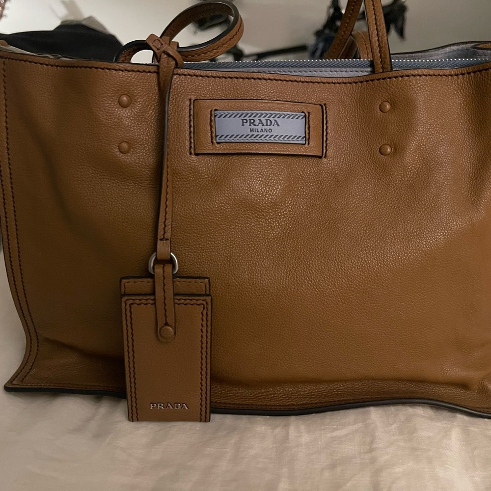 Prada Brown Leather Tote Bag 1GB122